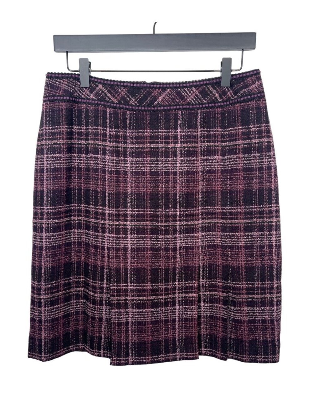 Caslon Plaid Straight Skirt Womens 10 Purple Black Knee Length Preppy